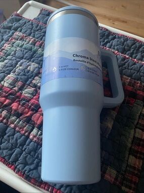 Light Blue Insulated Travel Mug with Handle